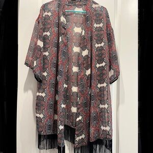 Fringe bottom kimono